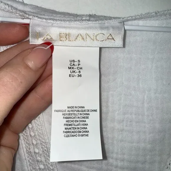 NWT La Blanca Resortwear Hooded Gauze Cotton Coverup - White S